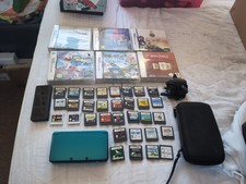 Nintendo 3DS Aqua Blue Handheld Console System Massive Bundle Top Titles,!!!