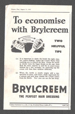BRYLCREEM HAIR CREAM (WWII)  :  Original Vintage 1943 Advert ~ POST FREE