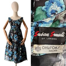 Susan Small 1950's 1960's Vintage Empire Line Floral Prom Evening Dress Size XS