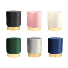 Round Velvet Pouffe Bedroom