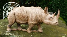 Superb Vintage Highly Detailed Hand Carved Wooden Rhino Heavy Ironwood Kenya