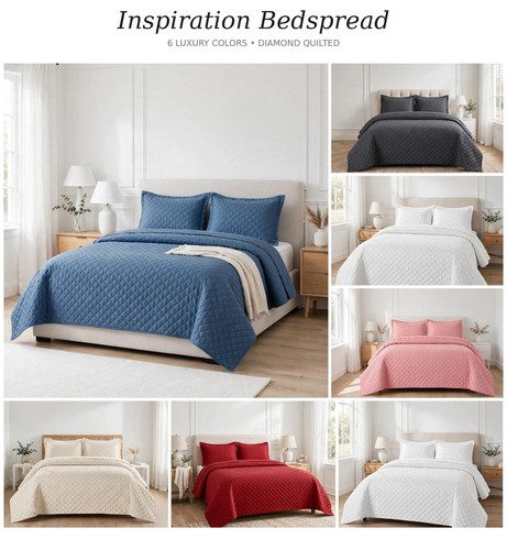 Piece quilted bedspread set - 3,