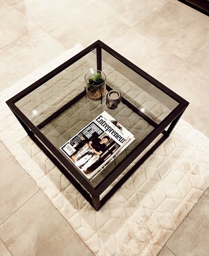 Modern black metal glass - black, &