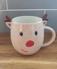 John Lewis Mug. Reindeer. 3D ears Antlers. Glossy.