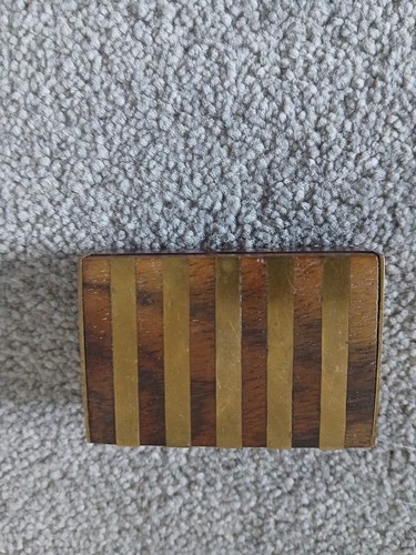 Vintage wood brass snuff box - vintage,