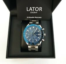 WA3# MENS LATOR CALIBRE CHRONOGRAPH WATCH BLUE DIAL STAINLESS STEEL STRAP