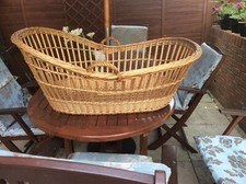 Vintage Large Wicker Baby  Crib Shaped Basket PICK UP ONLY