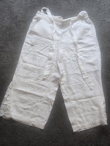 White linen trousers - white, women
