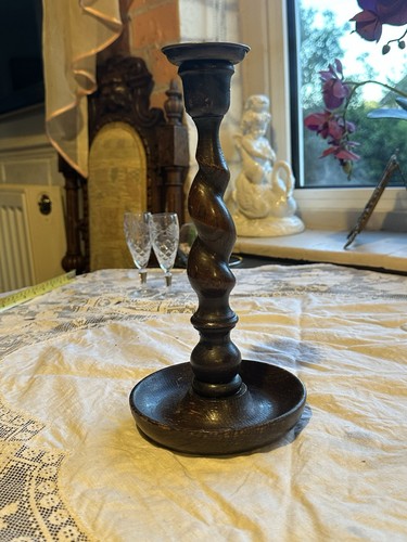 Vintage wooden candlestick - vintage,