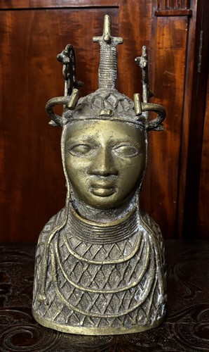 Large old benin bronze - bronze, bust