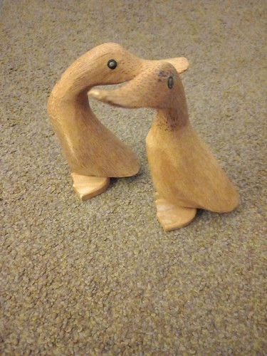 Wooden duck sculpture - x2, hand