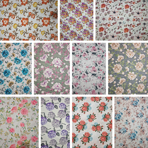 Floral printed velvet fabric - floral,