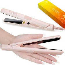 ANGENIL Pro Mini Titanium Ceramic Flat Iron for Short Hair, Mini Dual Voltage Ha