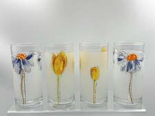 4x Floral Frosted Glass