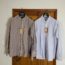 2 x Cotton Traders Long Sleeve Shirts XL 1 Checked 1 Striped BNWT RRP £65.00 ✅
