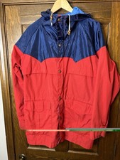Vintage 80s Powderhorn Mountaineering Jacket Mens L Red Hooded Outdoor Coat