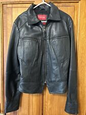 Firetrap Myriam Leather Vintage Biker Zip Up Jacket Lined Zip Pocket Medium