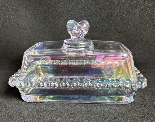 Clear glass butter dish heart - clear,