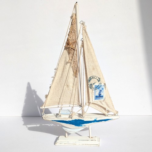 Nautical wooden model sailboat - nautical,