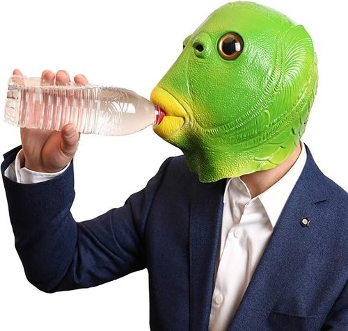 Green fish mask for adults - green,