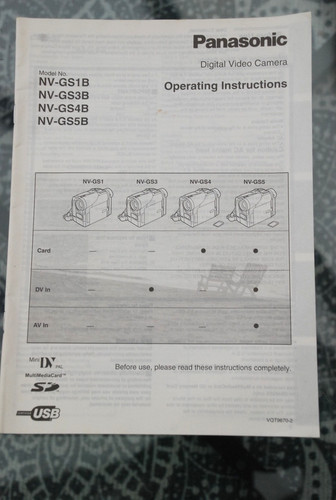 Panasonic gs1 gs3 nv gs4 - nv-gs1, nv-gs4