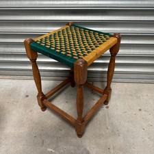 Retro Vintage Rustic Woven Rope Weave Stool Bright Green Yellow