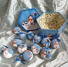 Snowman Set Of 12 Christmas Tree Baubles / Decorations - Boxed ⛄️