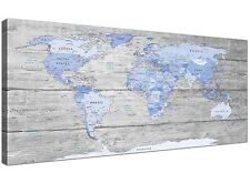 Large Blue Grey Map of World