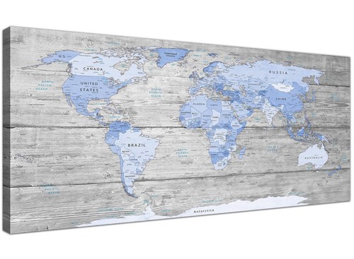 Large blue grey map world - grey, of