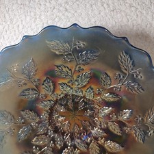 FENTON Blue Holly Carnival