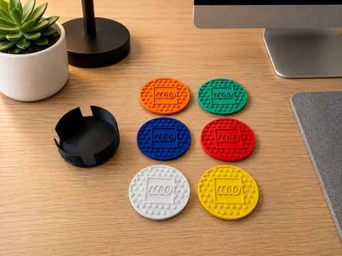 Pack lego coasters - 6, red