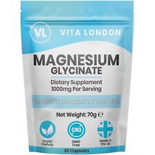 Magnesium Glycinate 1000mg | 60 Capsules High Strength Fatigue Bone Sleep Health