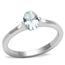Silver oval solitaire ring