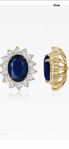 Oval blue sapphire flower - sapphire, stud