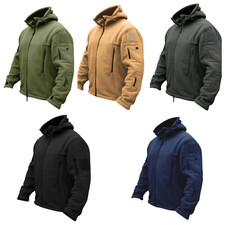 Army Tactical Full Zip Recon Thick Fleece Warm Police Security Badge Hoodie Jack