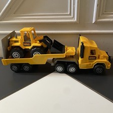Vintage PLASTO Bambola Finland Lorry Low Loader Digger Loading Retro Toy Brio