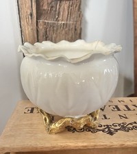 Antique Moore Brothers White Ceramic Gold Footed Flowerhead Planter 1850s+