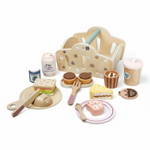 Wooden picnic basket - basket, toy