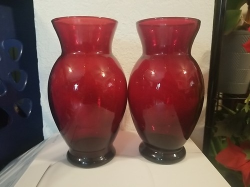 Solid red glass vases no - solid,