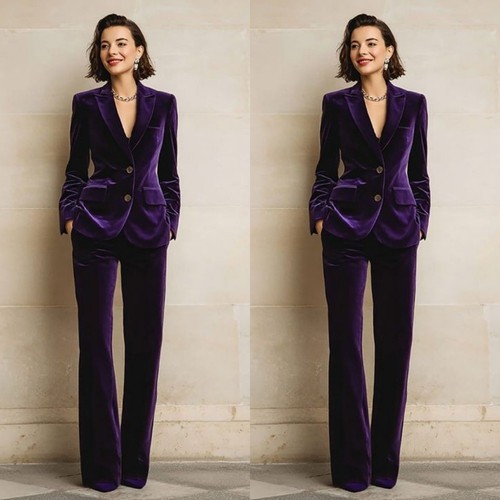 Women purple velvet suits - velvet,