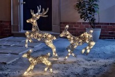 Set of 3 Pre lit Reindeer Deer Family LED Lights Outdoor Garden Xmas Decoration