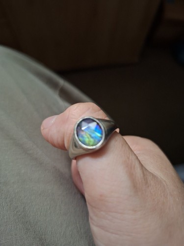 Ammolite sterling silver ring - sterling,