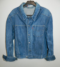 Vintage Levi  70100 Twisted Engineered denim jacket size Medium ..Mid blue wash