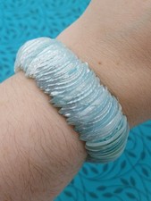Stunning Light Blue Colourful Modern Shell Beaded Elasticated Stretch Bracelet