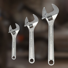 3pc Adjustable Wrench Spanner Set 6” 8” 10” Heavy Duty CR-V Steel Wrenches Tools