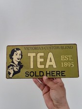 VINTAGE! RARE? TIN PLAQUE ADVERTISING WALL SIGN RETRO ART, TEA SOLD HERE 