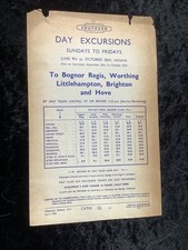 1958 Railway Handbill Cowes Sandown Ryde Isle of Wight to Bognor Brighton etc