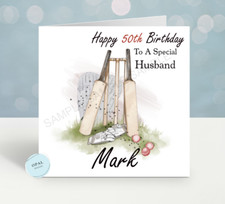 Personalised Birthday card Cricket Men's Boys Son Husband Grandson Friend
