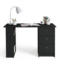 Home Malibu 3 Drawer Office Desk - Black | Study Desk with Storage Home Office