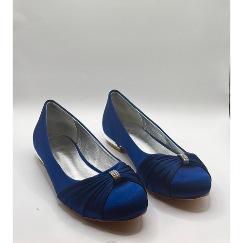 Navy blue satin - blue, bow